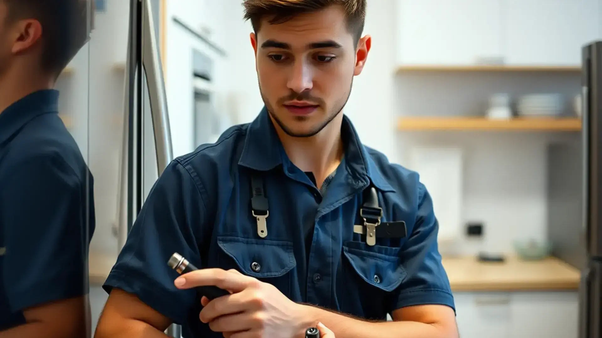 Certified technician repairing an appliance
