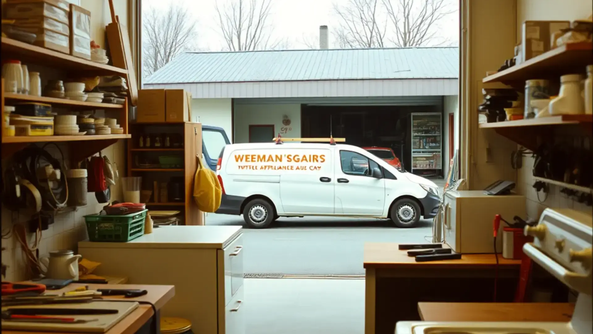 Weeman's repair workshop with tools and appliances